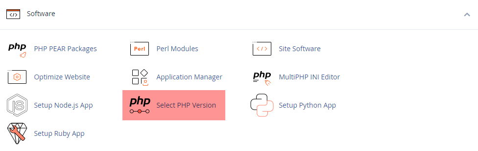 منوی Select PHP Version سی پنل